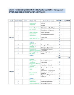 Course Topics in Department of Public Relations and Office