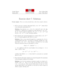 Exercise sheet 7: Solutions