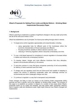 Page 1 of 8 Ofwat`s Proposals for Setting Price Limits and Market