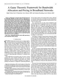 A Game Theoretic Framework for Bandwidth Allocation and Pricing