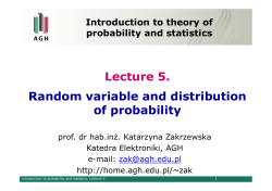 Lecture 5. Random variable and distribution of probability