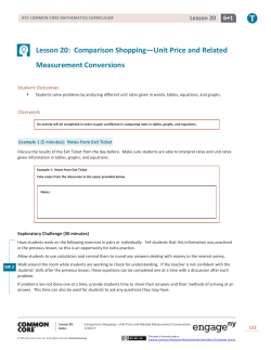 Grade 6 Mathematics Module 1, Topic C, Lesson 20
