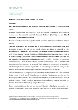 French Presidential elections &ndash; 2 nd Round