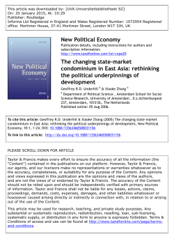 New Political Economy The changing state&ndash;market condominium in