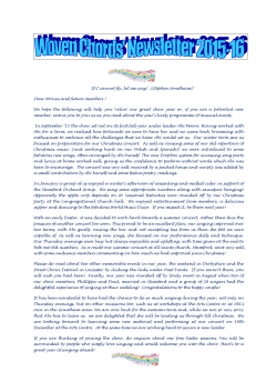 Newsletter for Autumn 2015 to Summer 2016
