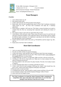 Team Managers Host Club Coordinator