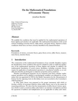 On the Mathematical Foundations of Economic Theory