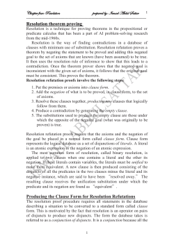 Chapter four: Resolution prepared by: Ismael Abdul Sattar