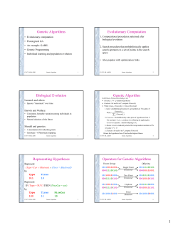 Genetic Algorithms Evolutionary Computation Biological Evolution