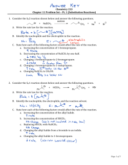 Chemistry 233 Chapter 11 Problem Set &ndash; Pt. 1 (Substitution