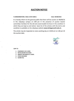 Auction for furniture - Kendriya Vidyalaya No.3 Agra