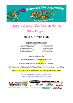 Lismore Workers Club Masters Games Oztag Program Italo Australia