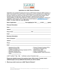 Application for LANA Board of Directors