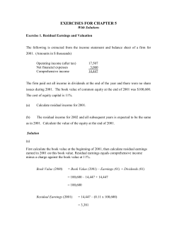 Exercise 1. Residual Earnings and Valuation