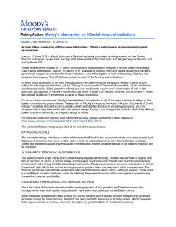 Rating Action: Moody`s takes action on 5 Danish financial institutions
