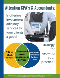 Offering Investment Advisory Services to Your Clients