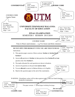 Soalan - Faculty of Education UTM