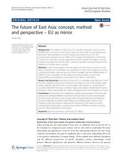 The future of East Asia: concept, method and perspective &ndash; EU as