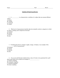 Final Exam Mult. Choice Review Packet