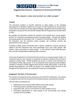 July 2016 - Suggested New Outcome for the Programme for