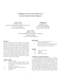 A Simpli ed Three-Way Catalyst Model for Use in