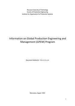Information on Global Production Engineering and Management