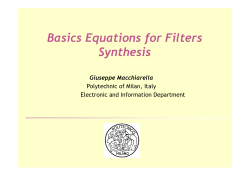 Basics Equations for Filters Synthesis