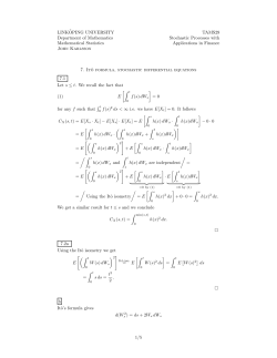 LINK&uml;OPING UNIVERSITY Department of Mathematics