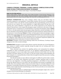 corneal stromal thinning - journal of evolution of medical and dental