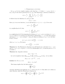 1. Weierstrass &zeta;-function Let &omega;1,&omega;2 be two complex numbers such