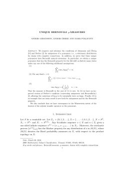 UNIQUE BERNOULLI g-MEASURES 1. Introduction Let S be a