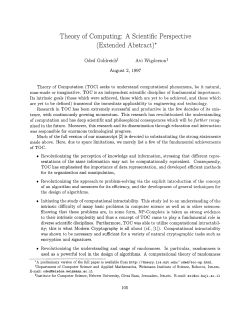 Theory of Computing: A Scientific Perspective (Extended Abstract) *