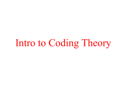 Intro to Coding Theory - Department of Mathematical and Statistical