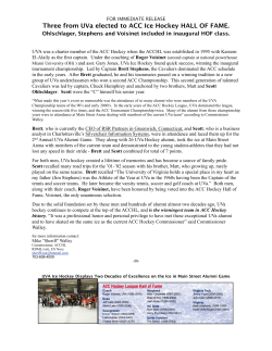 Three from UVa elected to ACC Ice Hockey HALL OF FAME.