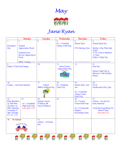 May Jane Ryan Monday Tuesday Wednesday Thursday Friday 1