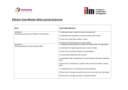 Effective Team Member Skills Learning Outcomes