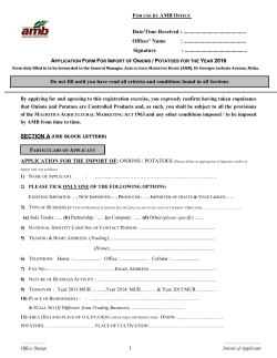 FOR USE BY AMB OFFICE - Agricultural Marketing Board