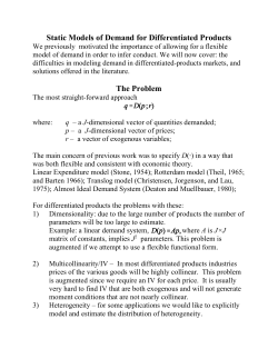 Static Models of Demand for Differentiated Products The Problem