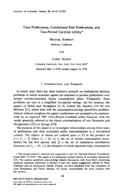 Time Preferences, Conditional Risk Preferences, and Two