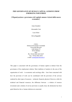 the governance of human capital: lessons from emerging industries