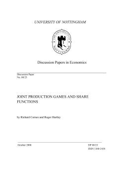 JOINT PRODUCTION GAMES A - University of Nottingham
