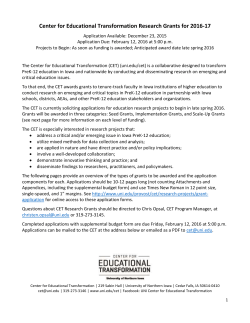 Center for Educational Transformation Research Grants for 2016-17