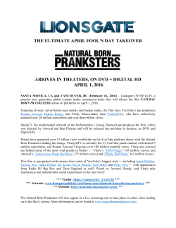 Press Release - Lionsgate Publicity