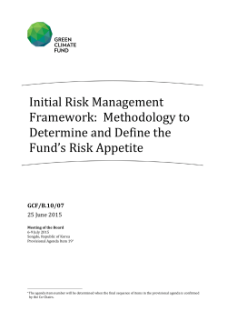 Initial Risk Management Framework: Methodology to Determine and