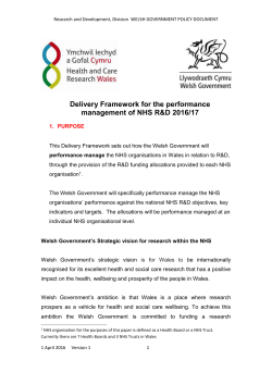 NISCHR WG Delivery Framework for