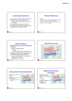 Learning Outcomes Virtual Machines Observations Interface Levels