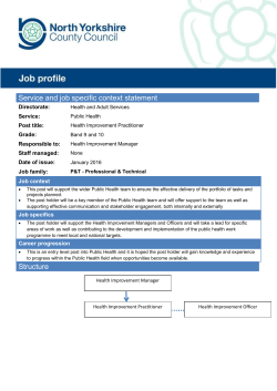 Service and job specific context statement Directorate: Health and