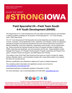 Field Specialist I/II&mdash;Field Team South 4