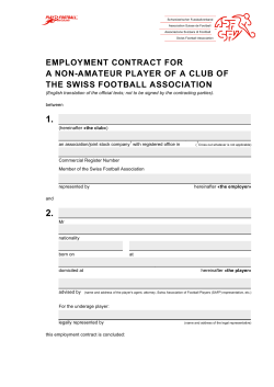 employment contract for a non-amateur player of a club of the swiss