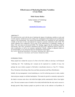 Effectiveness of Marketing Decision Variables